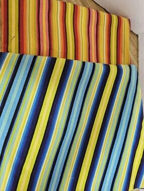 2 Set Fiesta Brand 64 inch Round Striped Tablecloths New Without Tags *1 smudged